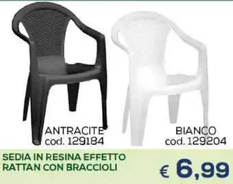 Sedia in Resina Effetto Rattan Con Braccioli