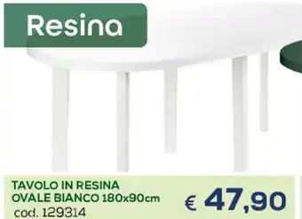 Casa & Co Tavolo in Resina Ovale Bianco 180x90cm offerta