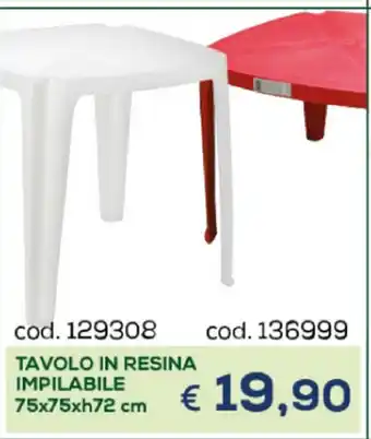 Casa & Co Tavolo in Resina Impilable 75x75xh72cm offerta