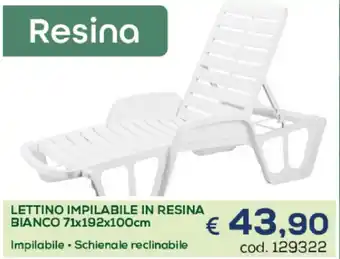 Casa & Co Lettino Impilabile in Resina Bianco 71x192x100cm offerta