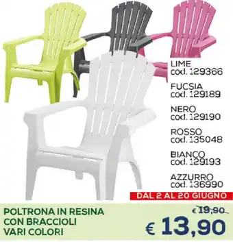 Casa & Co Poltrona in Resina Con Braccioli Vari Colori offerta