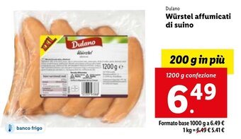 Lidl Dulano Würstel Affumicati di Suino 1200 g Confezione offerta