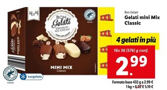 Lidl Bon Gelati Gelati Mini Mix Classic 16 x 36 (576) g conf. offerta