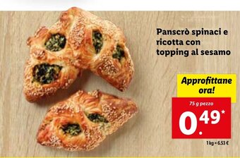 Lidl Panscrò spinaci e ricotta con topping al sesamo offerta