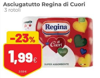 Coop Regina Asciugatutto di Cuori 3 rotoli offerta