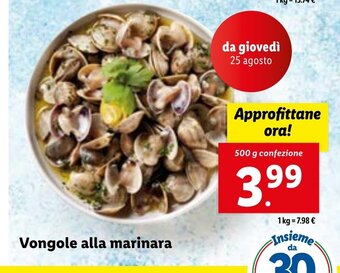Lidl Vongole alla marinara 500 g offerta