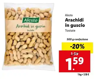 Lidl Alesto Arachidi in guscio Tostate 500 g offerta