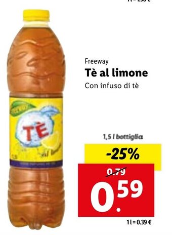 Lidl Freeway Tè al limone 1,5 L offerta