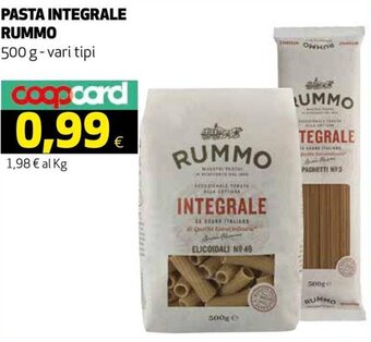 Coop Rummo Pasta Integrale 500 g vari tipi offerta