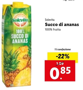 Lidl Solevita Succo di ananas 1 l Confezione offerta