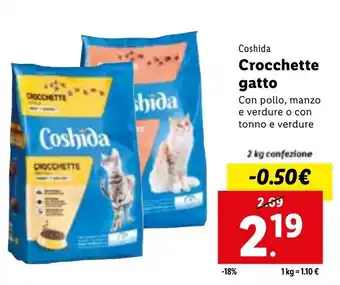 Lidl Coshida Crocchette gatto 2 kg confezione offerta
