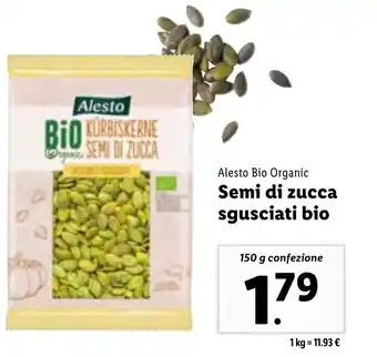 Lidl Alesto Bio Organic Semi di zucca sgusciati bio 150 g confezione offerta