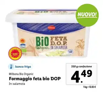 Lidl Milbona Bio Organic Formaggio feta bio DOP in Salamoia 350 g confezione offerta