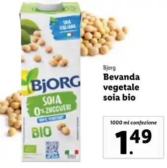 Lidl Bjorg Bevanda vegetale soia bio 1000 ml confezione offerta