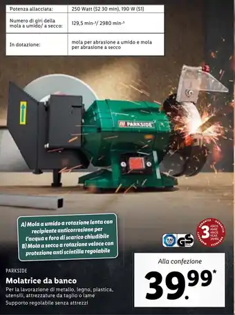 Lidl Parkside Molatrice da banco offerta