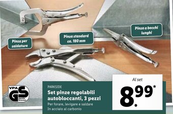Lidl Parkside Set pinze regolabili autobloccanti , 3 pezzi offerta