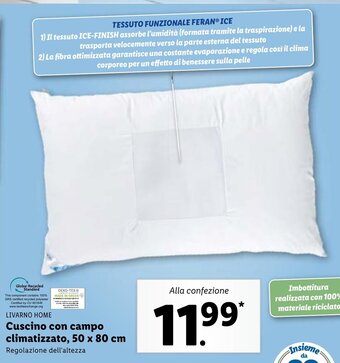 Lidl Livarno Home Cuscino con campo climatizzato 50 x 80 cm offerta
