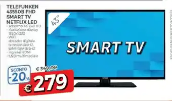 A&O Telefunken TE 43550 B40 Q2K TV 109,2 Cm (43") Full HD Smart TV Wi-Fi Nero offerta