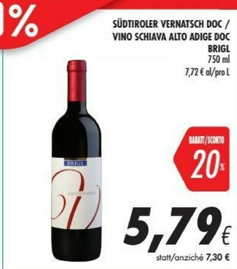 Coop Brigl Vino Schiava Alto Adige Doc offerta
