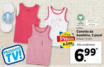 Lidl Lupilu Canotta da bambino 3 pezzi 1-6 anni offerta
