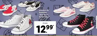 Lidl Sneaker da bambino Star Wars Spider Man 31-37 offerta