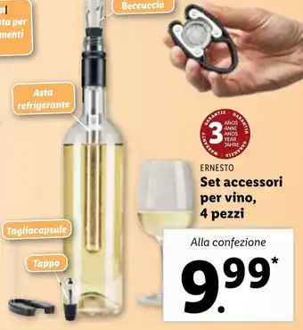 Lidl Ernesto Set accessori per vino 4 pezzi offerta