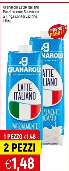 Famila Granarolo Latte Italiano Parzialmente Scremato A Lunga Conservazione 1000 G(ml) offerta