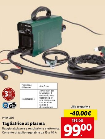 Lidl Parkside Tagliatrice al plasma offerta