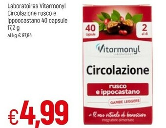 Famila Laboratoires Vitarmonyl Circolazione Rusco E Ippoocastano 40 Capsule offerta