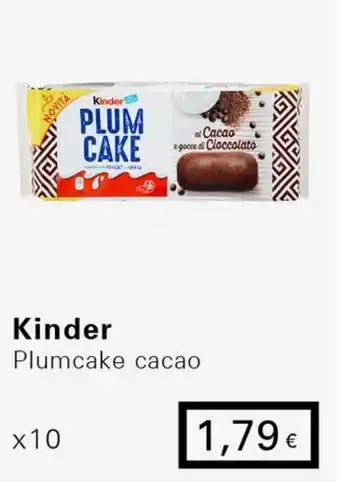 Iper Tosano Kinder Plumcake cacao x10 offerta