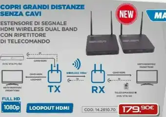 Gbc GBC Estensore Di Segnale Hdmi Wireless Dual Band Con Ripetitore Di Telecomando offerta