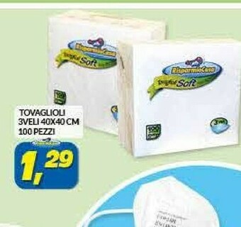 Risparmio Casa Tovaglioli 3 Veli 40x40 Cm 100 Pezzi offerta