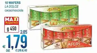 MD Discount La Dolce 10 Wafers cacao/nocciola g 450 offerta