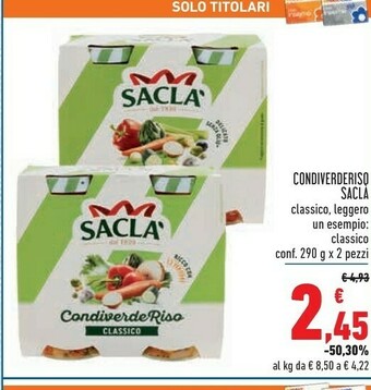 Conad Superstore Saclà Condiverde Riso Classico Gusto Ricco 580 G(ml) offerta