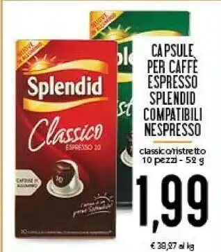 Conad Splendid Capsule Per Caffè Espresso Compatibili Nespresso offerta