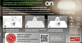 O.N Plafoniera Led Con Sensore Di Movimento, Crepuscolare E Luce Di Cortesia