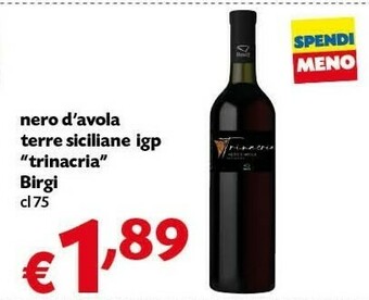 Pam Birgi Nero D'Avola Terre Siciliane IGP Trinacria offerta