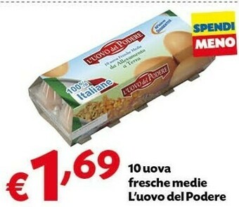 Pam L'Uovo Del Podere 10 Uova Fresche Medie offerta