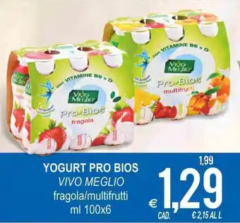 Vivo Meglio Yogurt Pro Bios fragola/multifrutti ml 100 x 6