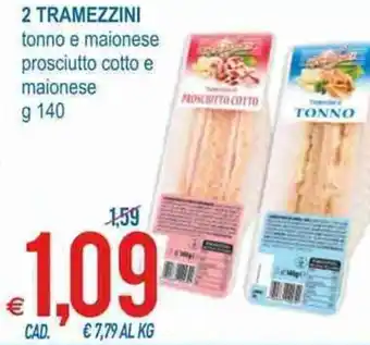 MD Discount 2 Tramezzini tonno e maionese prosciutto cotto e maionese g 140 offerta
