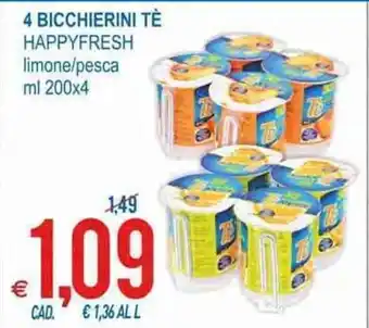 MD Discount 4 Bicchierini Tè Happy Fresh limone/pesc ml 200 x 4 offerta