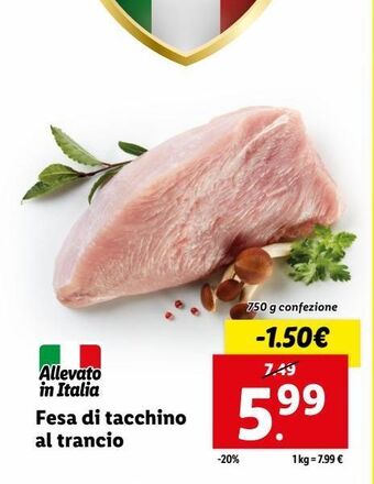 Lidl Fesa di tacchino al trancio offerta