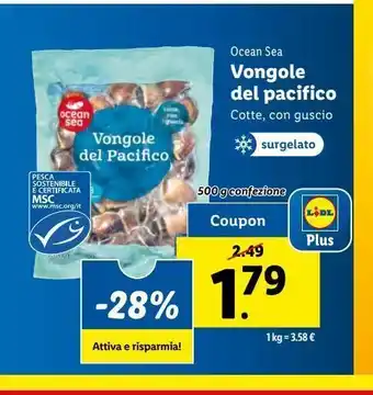 Lidl Vongole del pacifico 500g offerta