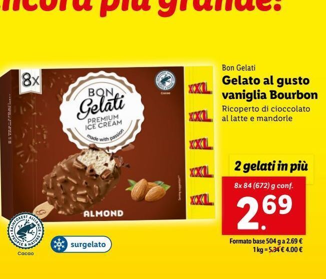 Gelato al gusto vaniglia bourbon offerta di Lidl