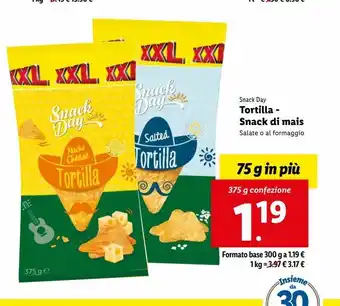 Lidl Tortillas snack di mais 375g offerta