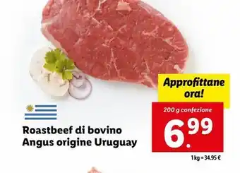 Lidl Roast beef di bovino angus origine uruguay offerta