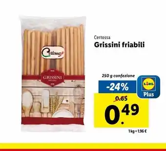 Lidl Grissini friabili 250g offerta