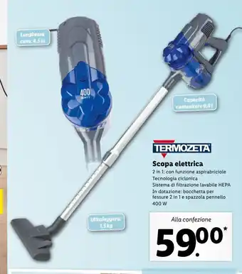 Lidl Scopa elettrica termozeta offerta