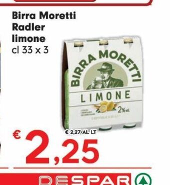 Despar Birra moretti radler limone offerta