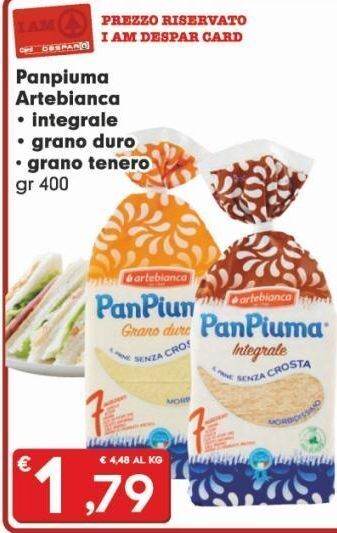 Eurospar Panpiuma artebianca offerta